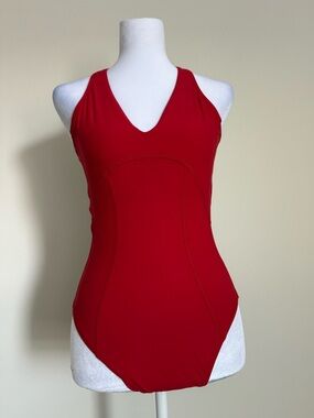EBW by everything but water Red One-Piece Swimsuit - V-Neck size 4